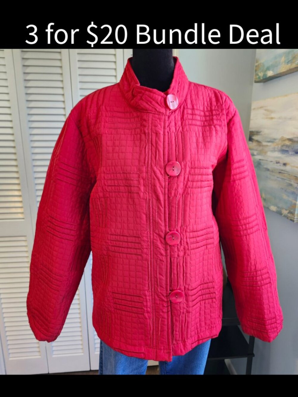 Analogy Red Quilted Jacket size XL